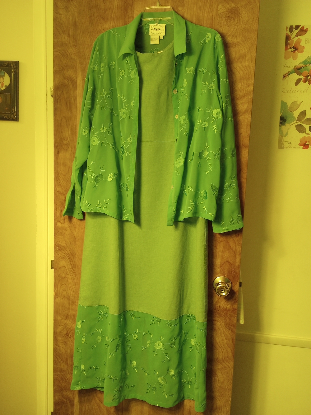 Green Floral Two-Piece Dress Set